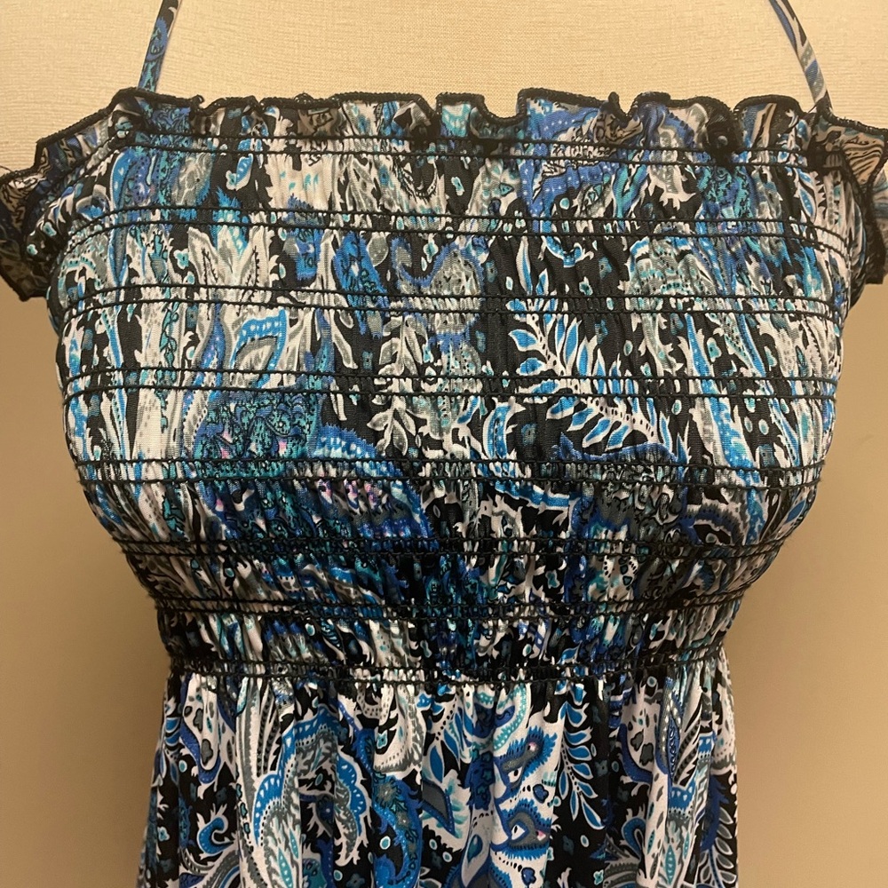 Blue Paisley Halter Maxi Dress - Picture 3 of 7